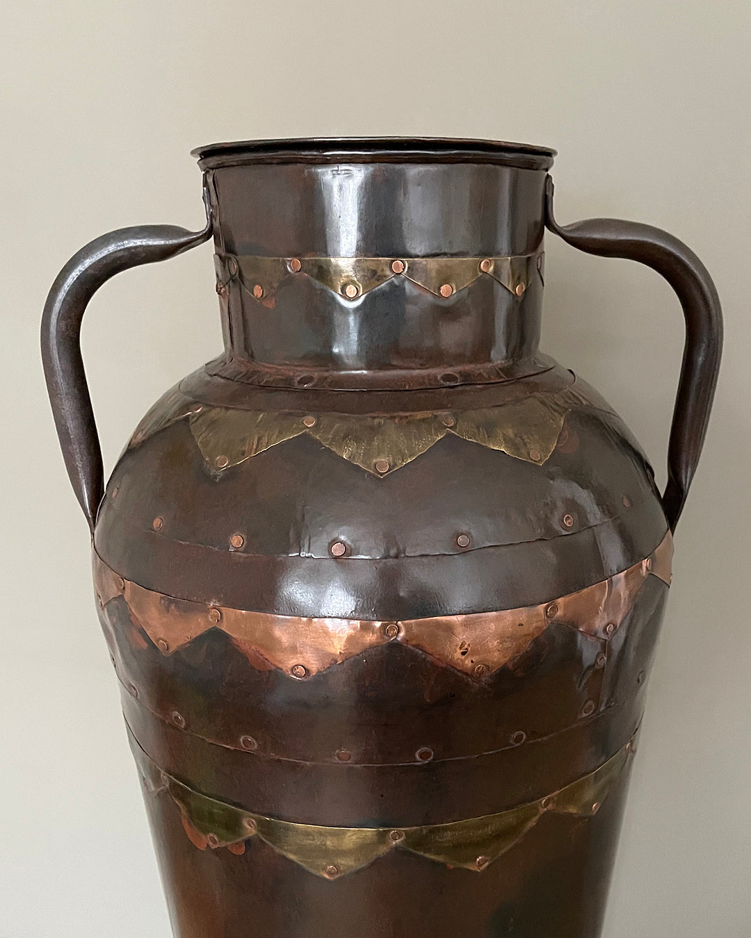 Extremely Tall Handcrafted Copper & Brass Metal Urn 111cm VINTAGE