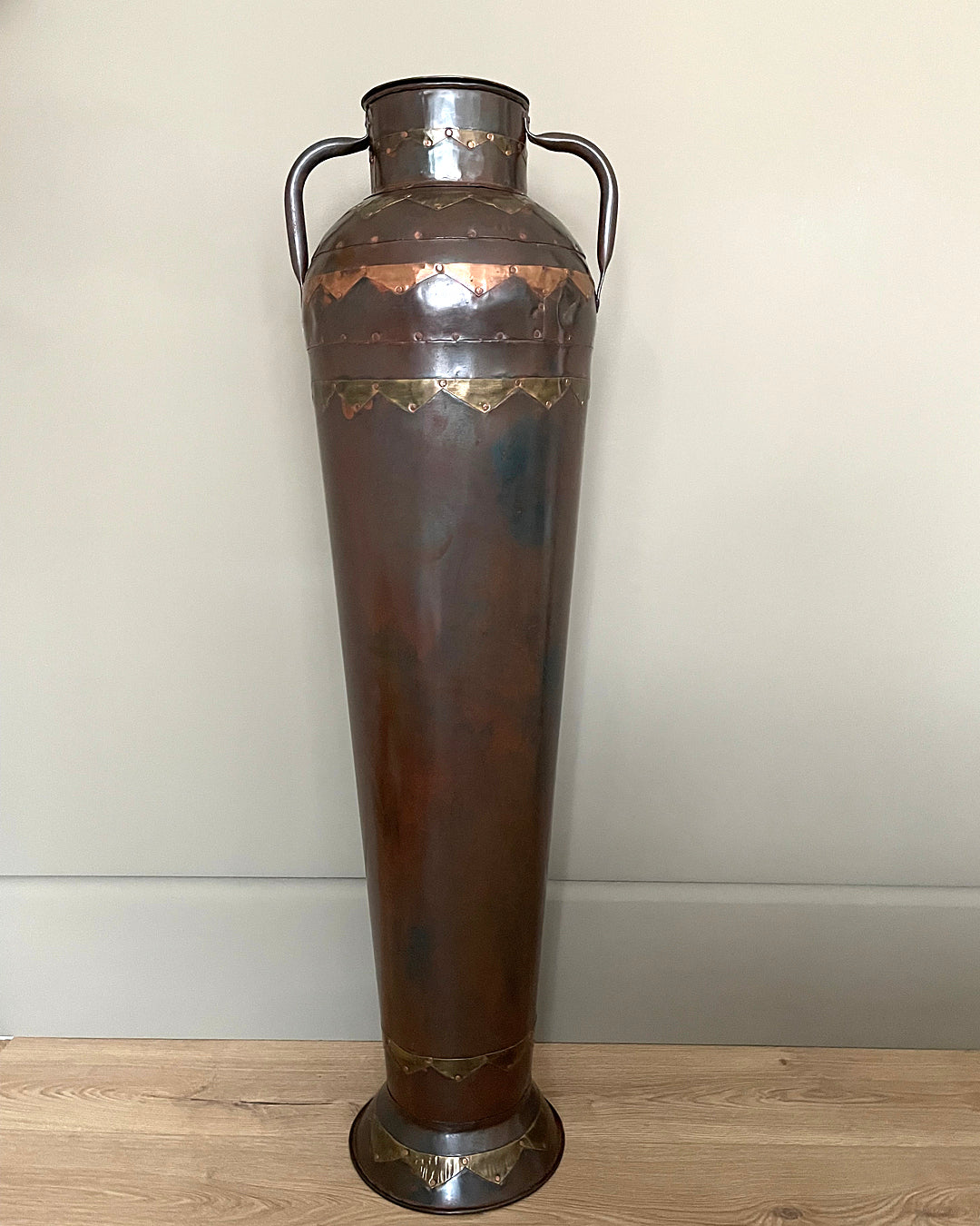 Extremely Tall Handcrafted Copper & Brass Metal Urn 111cm VINTAGE