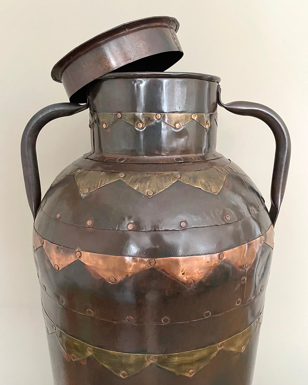 Extremely Tall Handcrafted Copper & Brass Metal Urn 111cm VINTAGE