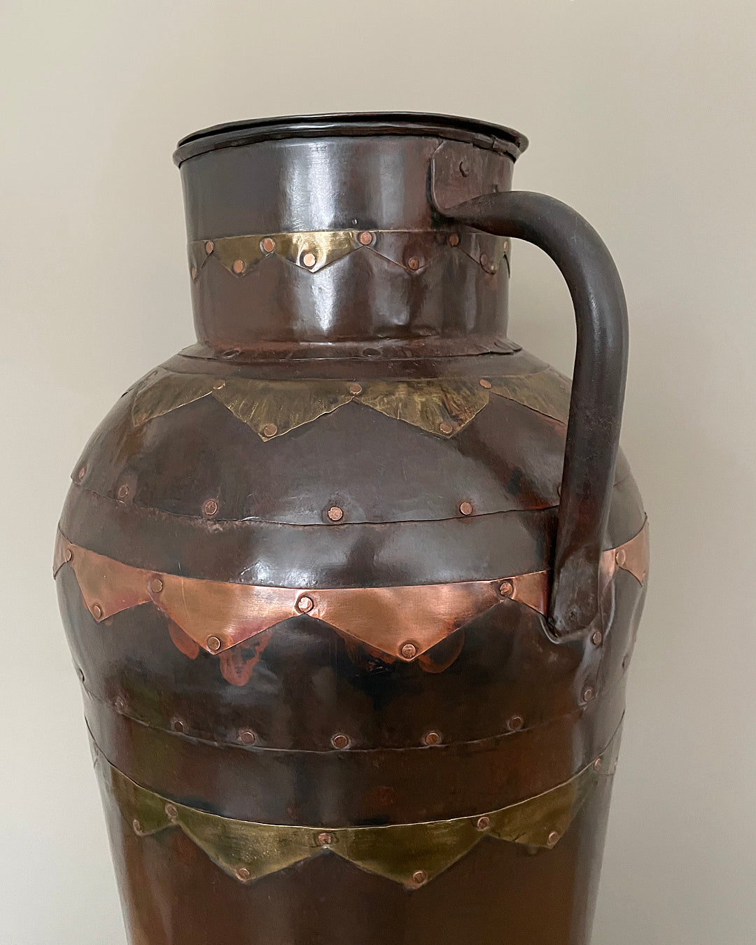 Extremely Tall Handcrafted Copper & Brass Metal Urn 111cm VINTAGE