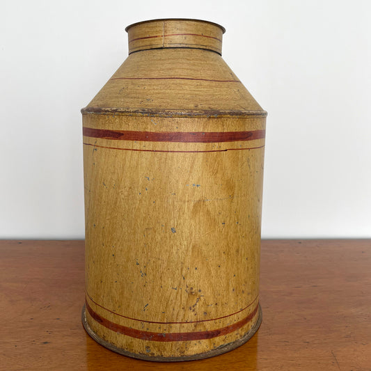 Toleware Tea Canister Faux Wood Hand Painted 19th Century ANTIQUE