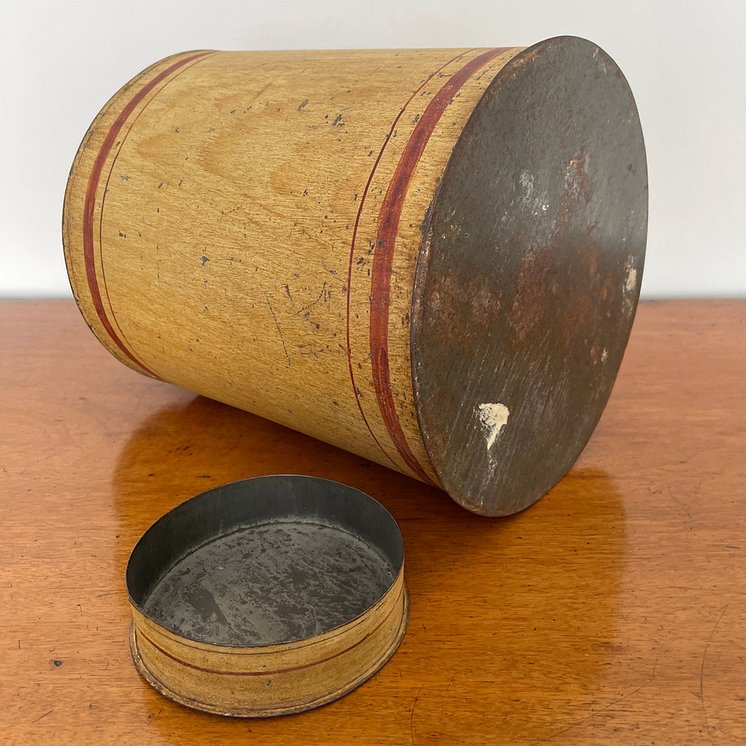 Toleware Tea Canister Faux Wood Hand Painted 19th Century ANTIQUE