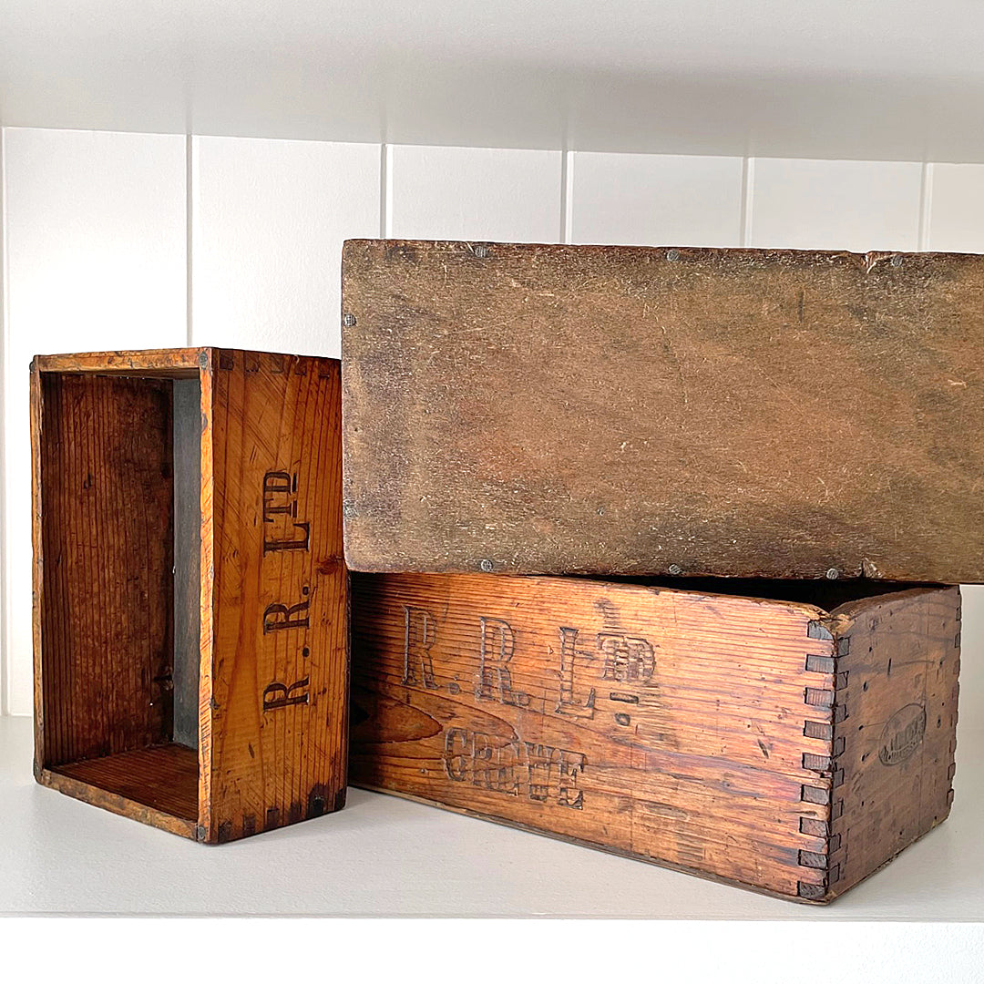 Rolls Royce Ltd Factory Wooden Tool Boxes Set Of Three VINTAGE