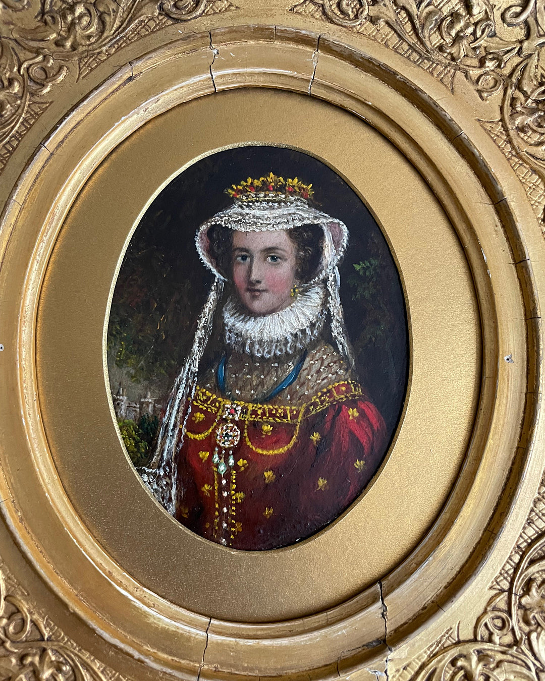 Framed Portrait Painting, Vintage Gold Frame, Gallery Wall, high quality Mary Queen of Scots