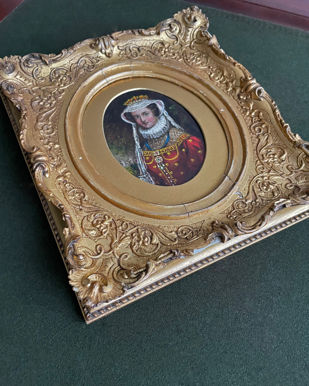 Miniature Portrait Painting Mary Queen Of Scots English School 1860's ANTIQUE