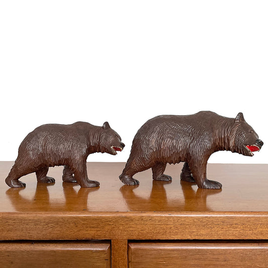 A Set Of Two Black Forest Bears Medium Size 22.5cm & 27cm ANTIQUE