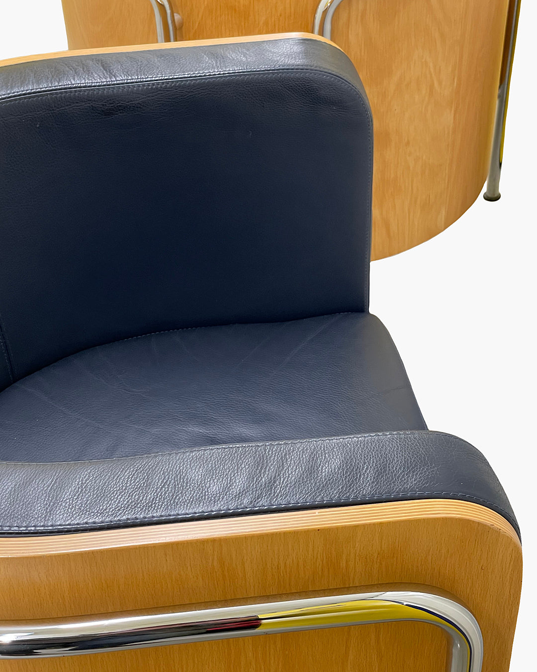 2x Thonet S3001 Club Chair Christoph Zschocke Navy Leather VINTAGE