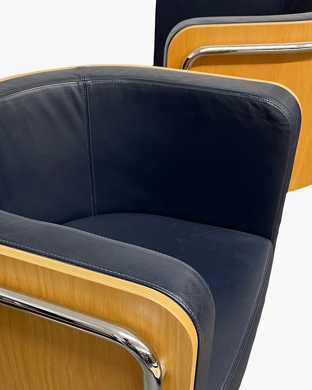 2x Thonet S3001 Club Chair Christoph Zschocke Navy Leather VINTAGE