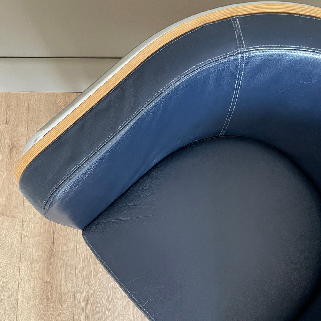 2x Thonet S3001 Club Chair Christoph Zschocke Navy Leather VINTAGE