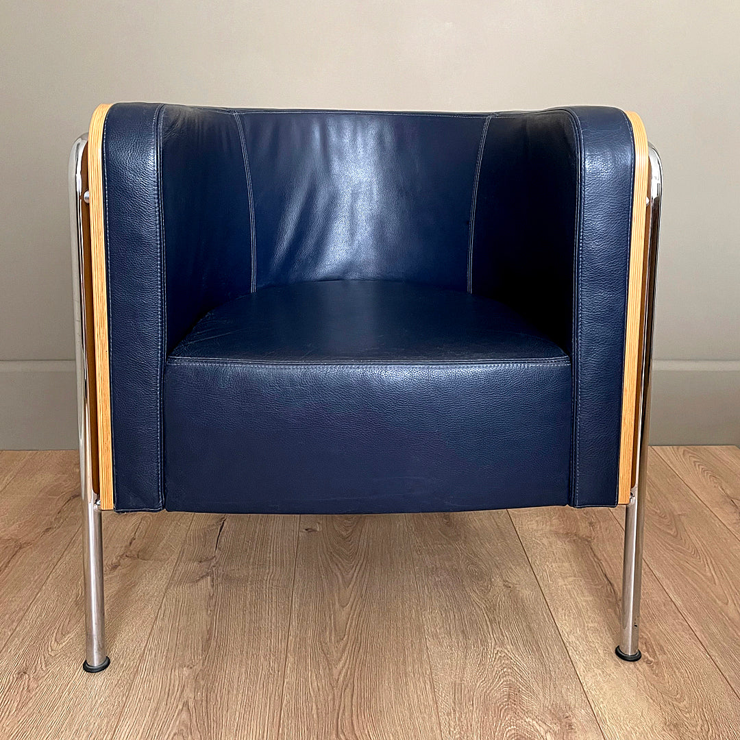 2x Thonet S3001 Club Chair Christoph Zschocke Navy Leather VINTAGE