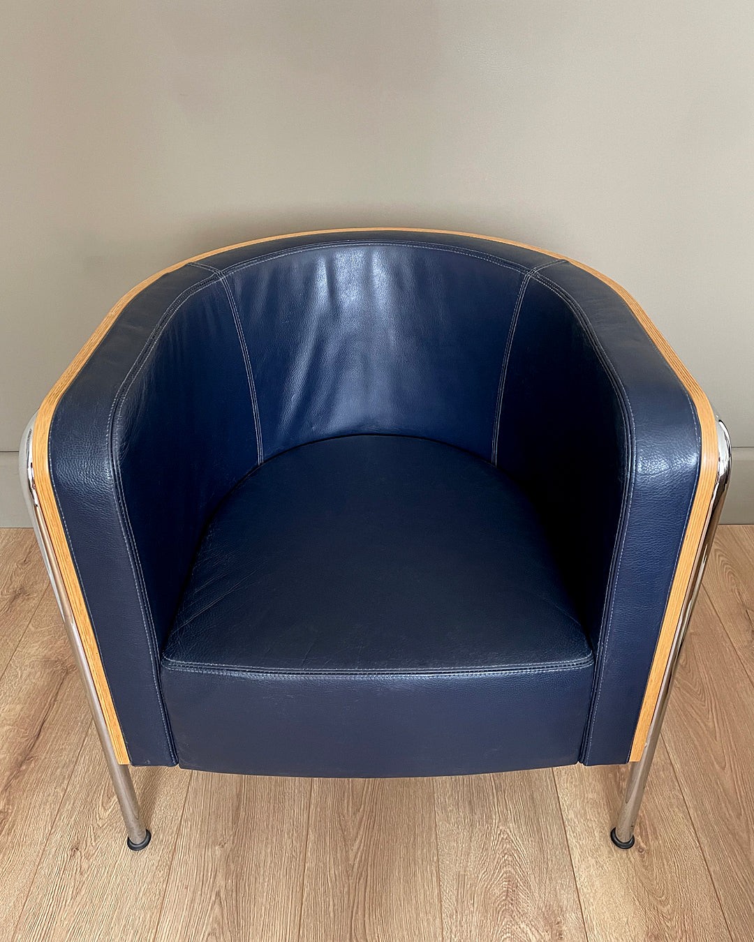 2x Thonet S3001 Club Chair Christoph Zschocke Navy Leather VINTAGE