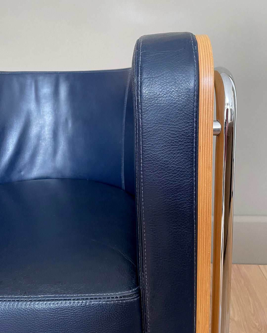 2x Thonet S3001 Club Chair Christoph Zschocke Navy Leather VINTAGE